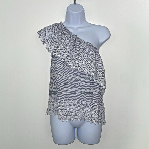American Eagle Outfitters Tops - American Eagle Womens Large Asymmetrical One-Shoulder Top Eyelet Cottagecore
